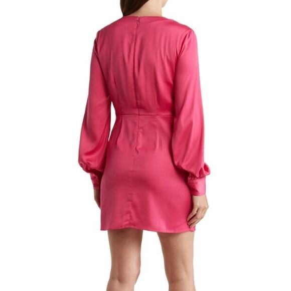 Steve Madden Dress Colorblock Tie Waist Long Sleeve Sheath Mini Pink NWT Small - Picture 2 of 9